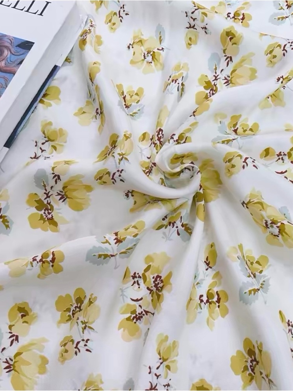 NWOT Doen Floral-print Silk-blend Midi Dress in Yellow, Size XXS/XS/S/M/L - Picture 15 of 16